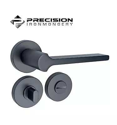 Stunning Modern Internal Door Handles In A Black Finish On A Circular Rose • £15.99