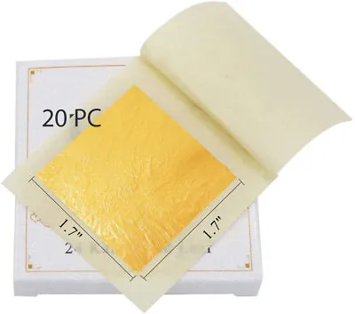 20 Pcs 24K Edible Real Gold Loose Foil 1.7 X1.7  For Cake Baking Makeup FoodArt • $9.99