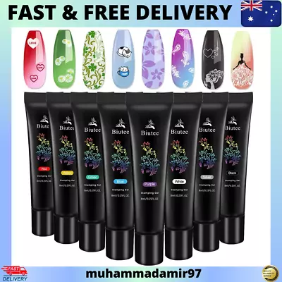 Nail Art Stamping Polish Gel Pack Of 8 Colors Printing Gel 8ML UV LED Soak Off G • $29.99