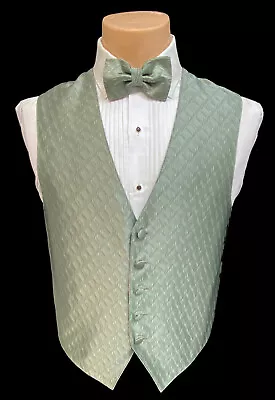 Men's Sage Green Tuxedo Vest & Bow Tie Fullback Groom Cruise Formal Wedding Prom • $4.99