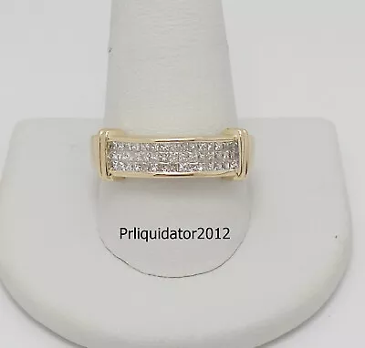 1ct Mens Diamond Princess Cut Wedding Band Bridal Ring 14k Yellow Gold • $599.99