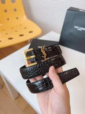 $398 • Buy YSL SAINT LAURENT Monogram CASSANDRE Belt Width 3.0cm 85/34 Black