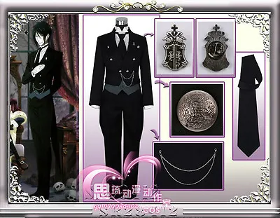 $69.98 • Buy Black Butler Kuroshitsuji Sebastian Michaelis Anime Cosplay Costume Uniform Set