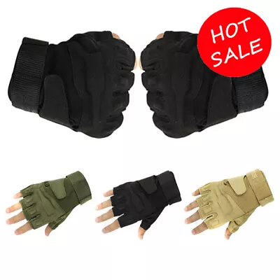 Men Tactical Army Military Fingerless Combat Outdoor Cycling Half Finger Gloves • $10.99