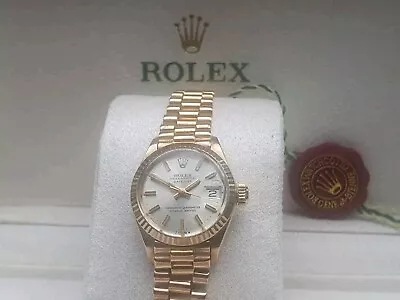 Stunning Ladies 1973 Solid 18k Gold Rolex Watch & Bracelet Strap With  Boxes • £3100