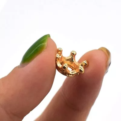 10 Miniature Crown Charms Spacer Beads Gold Royalty Miniatures 3D Jewelry TR • $6.33