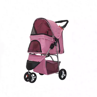 Pet Stroller Cat Dog Cage Jogging Stroller Travel Folding Carrier Safe 3 Wheels • $55.99