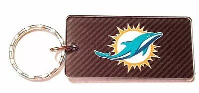 Miami Dolphins Acrylic Keychain NFL Team Color Logo Carbon Printed Key Ring • $7.95