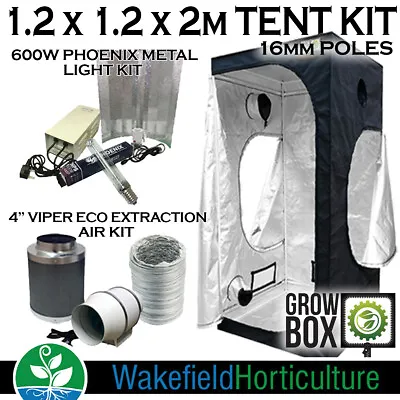 Grow Box 1.2m Tent Kit - 16mm Poles - Metal Light Kit - 4  Extraction Kit • £187.99