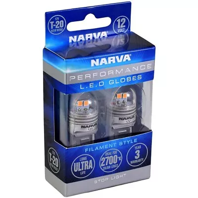 Narva 12V T20 W21W LED Wedge Globes Stop Light 2700K 2PK 18230BL • $45