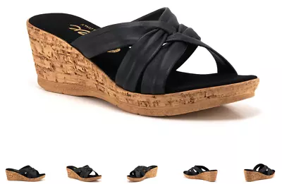 Onex Gayle-2 Soft Leather Black Wedge Sandal Women's Sizes 5-11/NEW!! • $115