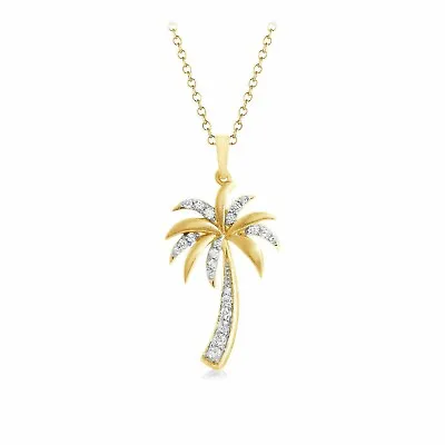 $83.09 • Buy 1.50Ct Diamond Lab Created Palm Tree Pendant Chain In 14k  Gold Plated Silver