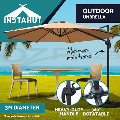 $184.95 • Buy Instahut Outdoor Umbrella Umbrellas Cantilever Stand Sun Beach Roma 360 Degree