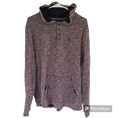 Hurley Doubles Double Knit Mens LG Marled Burgundy Henley Pullover Hoodie  • $16.49