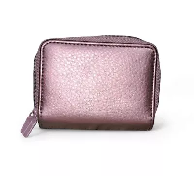 Buxton Metallic Purple Pebbled Leather Wizard Accordian RFID Double Zip Wallet • $6.80