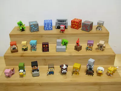 Minecraft Figures Lot Of Twenty Figures Minis Blocks Diecast Cart! • $33