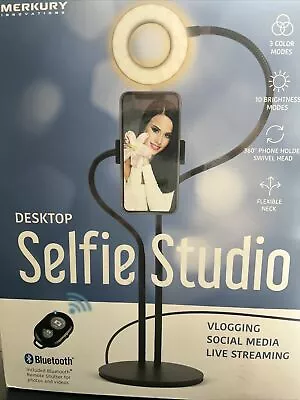 Merkury Desktop Selfie Studio Ring Light Phone Holder Bluetooth Remote Shutter  • $19.99