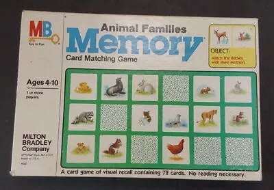 Vintage 1980 Milton Bradley Animal Memory Card Game Missing 1 Card. Read Desc. • $20