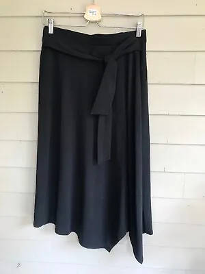 Women's J Jill Skirt Black Soft Knit Elastic Waist Asymmetrical Midi Size XS EUC • $15