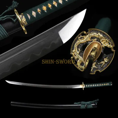 Hand Fogred Clay Tempered FOLDED STEEL Dragon Katana Japanese Sword Full Tang • $235