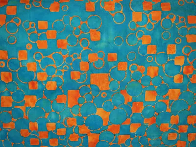 $7 • Buy Batik Cotton Quilting Craft Fabric Fat Quarters Meters Blue Orange Fizz