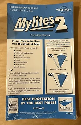 50 E Gerber Mylites 2 Mylar Comic Bags Current Size 7  X 10-1/2  700M2 • $23