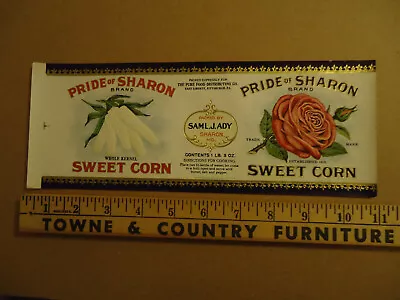 Pride Of Sharon Sweet Corn Packed By Saml J Ady Sharon MD Can Label • $19.99