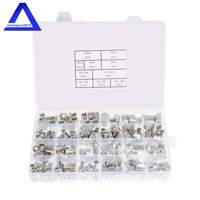 300 Pcs Aluminum Rivet Nut Rivnut Nutsert Kit 150pcs Metric + 150pcs SAE • $18.87