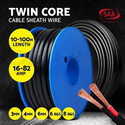 Electrical Twin Core Wire Copper Cable Extension 10/30/60/100M 450V Dual Sheath • $86.24