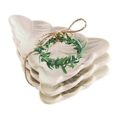 New Mud Pie Set Of 3 White Christmas Tree Dipping Dishes 3-1/2” X 4-3/4” • $15.95