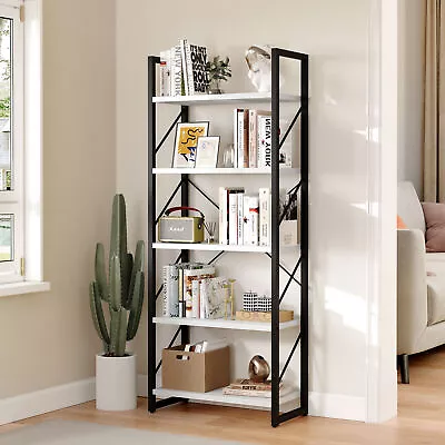 Industrial 5-Tier Bookshelf Vintage Bookcase Display Rack And Storage Shelf • $58.99