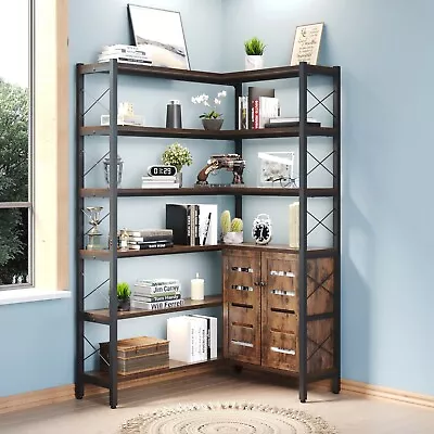 6-layer Corner Bookshelf With Storage CabinetLarge Book Shelf • $219.99