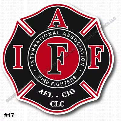 REVERSE PRINTED IAFF Firefighter Decal 3.7  Sticker Black Red White 0319 • $3.95