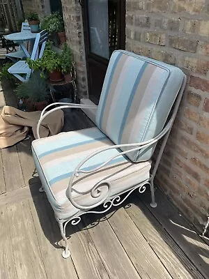 Vintage Iron Garden Chair With Brand New Custom Made Sunbrella Cushions. • $225