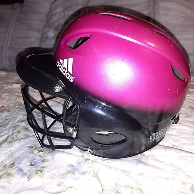 Adidas Batting Helmet Girls URS-208 Pink/blk Full Face Guard 56-60cm Adjustable • $3.99