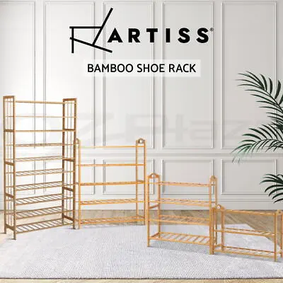 $71.95 • Buy Artiss Bamboo Shoe Rack Cabinet Storage Organizer Shelf Shelves Stand 3-10 Tier
