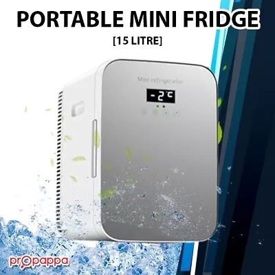 $169 • Buy Hot/Cold Glass Mini Refrigerator Bar Freezer Drinks Cooler Portable Fridge – 15L
