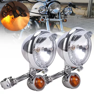 Motorcycle Passing Driving Spot Fog Lamp Turn Signal Light Bar For Harley Honda • $44.13