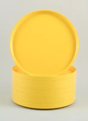 Massimo Vignelli For Heller Italy. A Set Of 8 Dinner Plates In Yellow Melamine. • $400