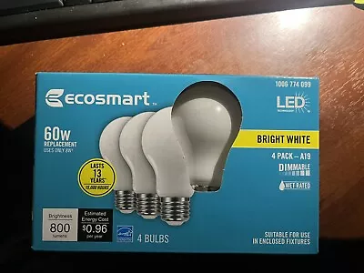 60-Watt Equivalent A19 Dimmable LED Light Bulb Bright White 1006 774 099 • $11.50