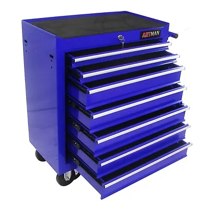 7 Drawers Rolling Tool Box Cart Tool Chest Tool Storage Cabinet W/ 4 Wheels Blue • $229.99