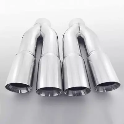 22 Inch Quad 4  Out 4  Inlet Exhaust Tips Dual Wall Stainless Steel Truck Diesel • $439.97