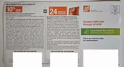 Home Depot 10% Off Coupon: In Store Or Online - Expires On 04/14/2024 • $19.99