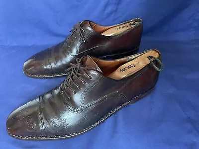 VTG Salvatore Ferragamo Mens Brown Leather Oxford Wingtip Dress Shoes 9 Italy  • $60