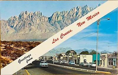 $17.85 • Buy Las Cruces New Mexico Main Street Banner Greeting Old Car Vintage Postcard C1950
