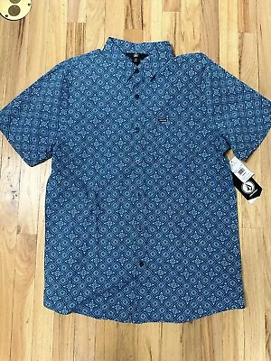 $60 VOLCOM WARBLER Button Shirt Blue WOVEN S/S Mens Large • $11.99