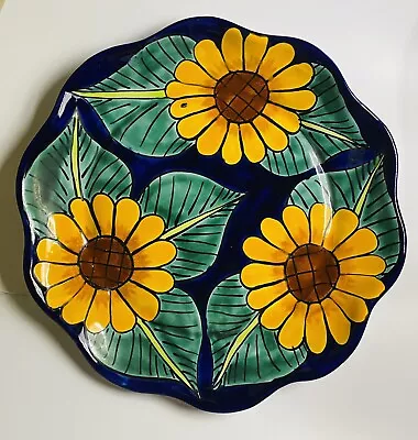 Talavera Pottery Hand Painted Sunflowers Plate Tray Folk Art Wall Hang Lead Free • $20