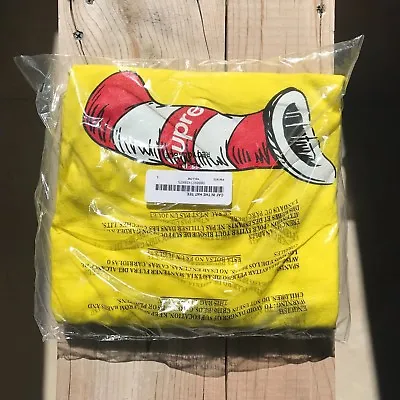 SUPREME Cat In The Hat Yellow T-SHIRT Large BOX LOGO FW18 Mark Gonzales Madonna • $250