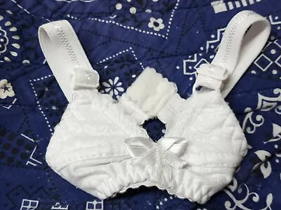 Vintage DOLL BRA WHITE  CENTER BOW DOLL CLOTHES TAGE #42 • $10.99
