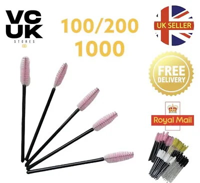 Pink Disposable Mascara Wands 100 Eyelash Eyebrow Lash Extension Spoolie Brush • £1.39